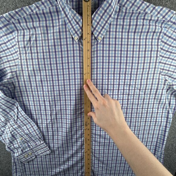 Brooks Brothers 2XL Slim Fit Button Up Shirt Men Purple Blue Non Iron Cotton - Picture 3 of 14